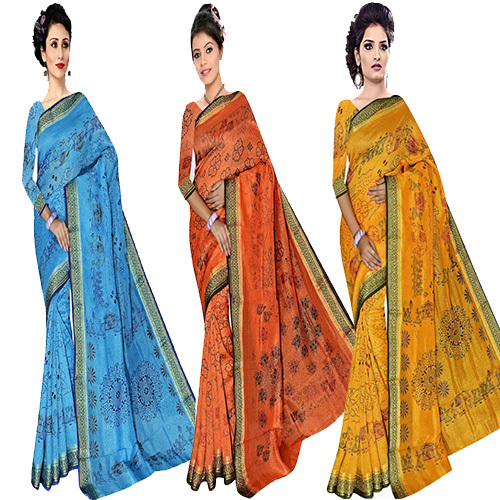 Jacquard Silk Bandhani Print Saree - Elegant Design with Resham Embroidery, Includes Matching Blouse Piece