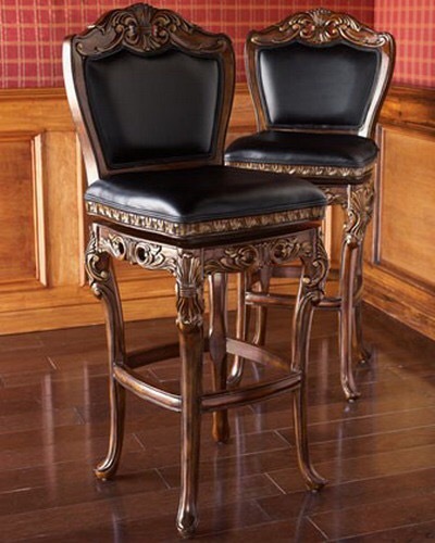 Hand carved leather bar stool