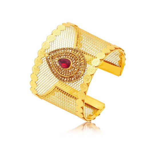 Goddess Laxmi Coin Gold Plated Kada - Alloy, 40 Grams | Women's Imitation Jewelry, Perfect for Weddings and Festive Occasions