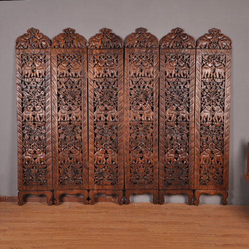 hand carved wooden screen partition