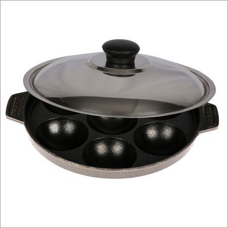 Elite Non Stick Appam Paatra with SS Lid - 7Pit(Side Handle)