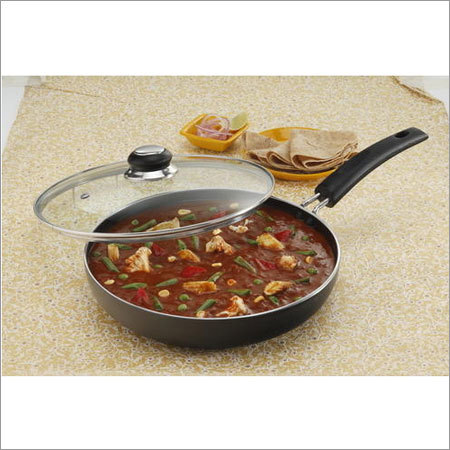 260 mm Elite Black Beauty Fry Pan with Glass Lid - Aluminum, 260 mm, Black | Extra Thick Base, Warp Resistant, Even Heating