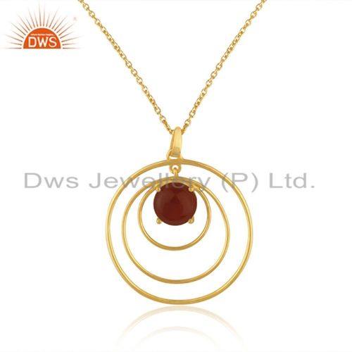 Designer Gold Plated 925 Silver Gemstone Chain Pendant Jewelry Weight: 6.435 Grams (G)