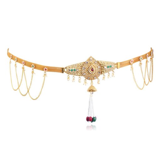 Classic AD Gold Plated Kamarband - Alloy 81.28 cm Length | Traditional Imitation Jewelry for Women Ideal for Weddings and Festive Occasions Embellished with Crystal and Zircon