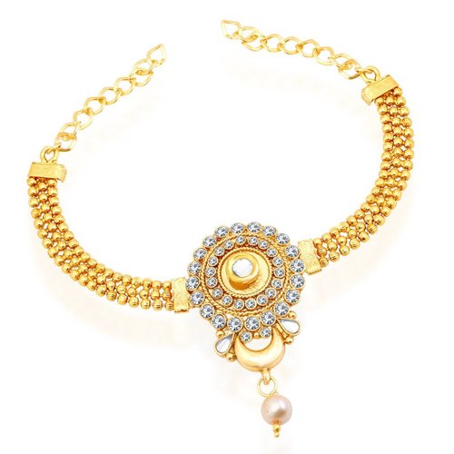 Gold Plated LCT Stone Bajuband Adjustable - Alloy, Size: 3 cm, Weight: 80 g | Traditional Armlet for Women, Ideal for Weddings and Festive Occasions