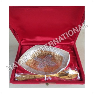 Silver Plated Dry Fruits Bowl With Spoon Mix Finish