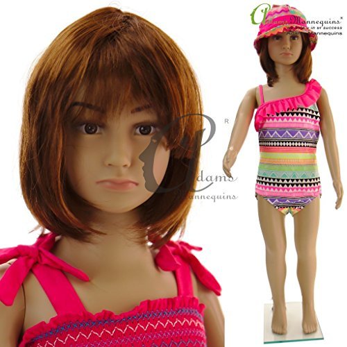 Kid Mannequin Girl - Durable Hard-Plastic, Medium Size, Skin Color | Featuring Acrylic Eyes, Wig, Rotatable Head, Detachable Limbs
