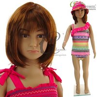 Kid Mannequin Girl - Durable Hard-plastic, Medium Size, Skin Color | Featuring Acrylic Eyes, Wig, Rotatable Head, Detachable Limbs