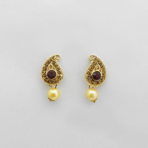 Gold Plated Pearl Drop Stud Earrings for Women - Alloy, 10 Grams, Stylish for Weddings or Parties | Immitation Jewelry Set, Crystal Accents, Ideal Gift for Girls