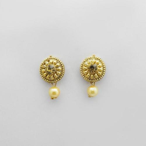 Gold Plated Pearl Drop Stud Earrings for Women - Alloy, Stylish Design, Crystal Accent, Party & Wedding Wear | Imitation Jewelry Set for Girls