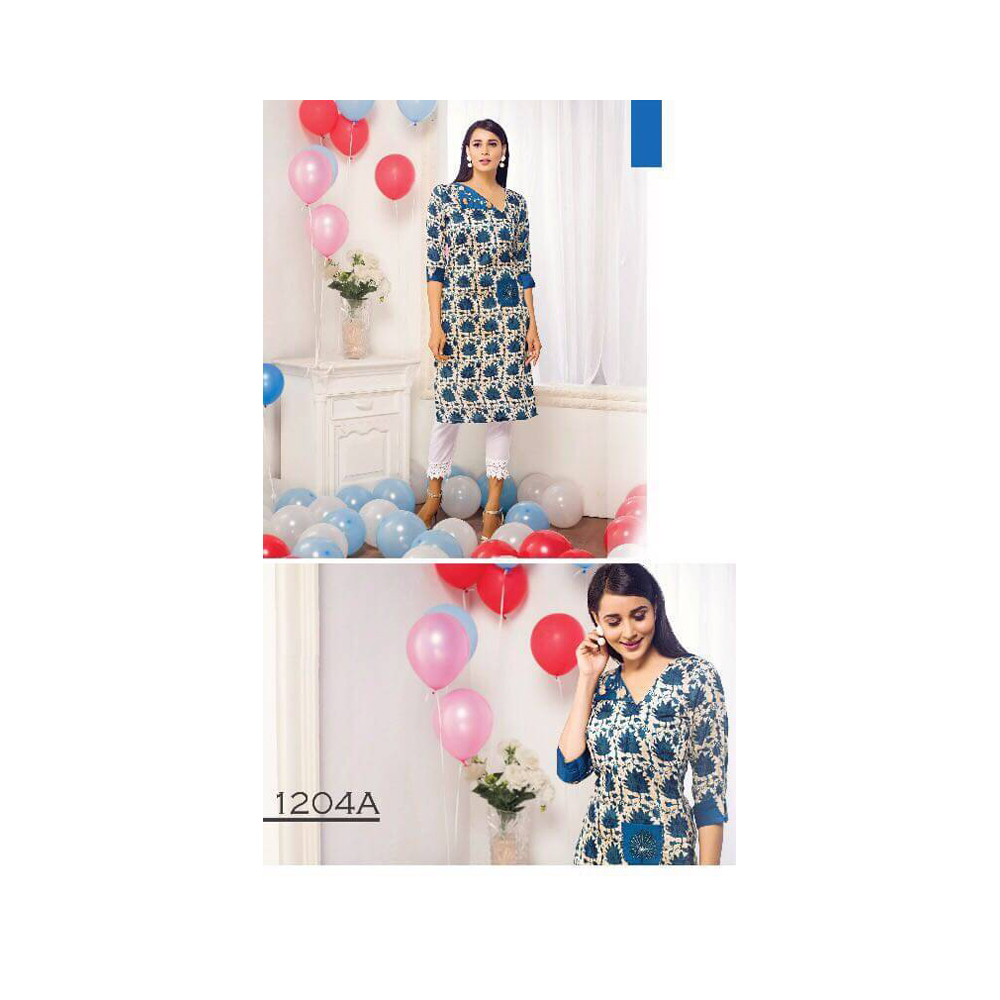 Silk Printed Royal Kurtis With Pocket