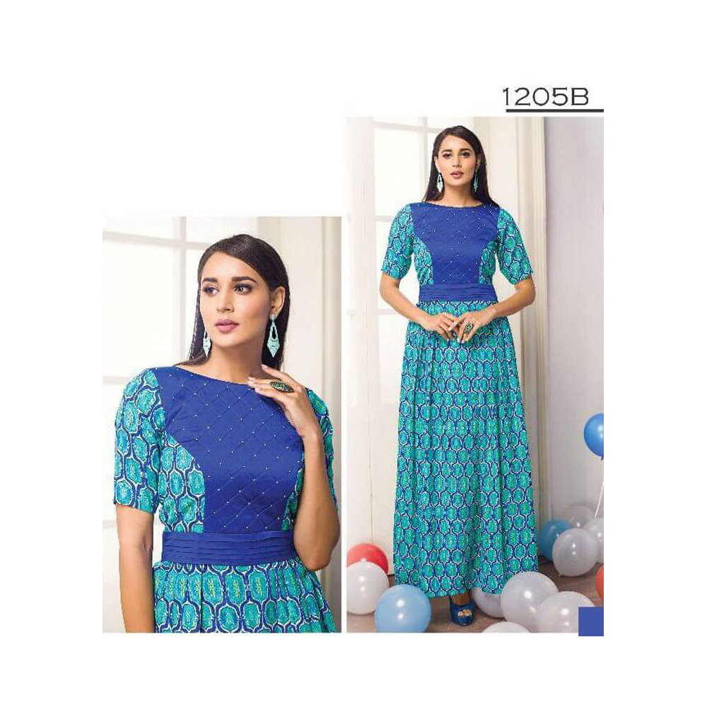 Silk Printed Blue Dress