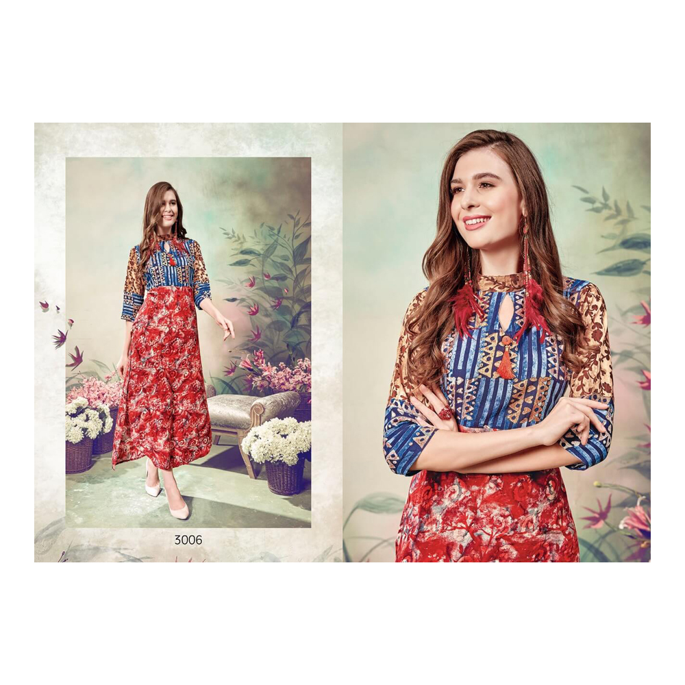 Cotton Rayon Red Kurtis - Cotton Rayon, Knee-Length, Red | Soft Fabric, Lightweight, Comfortable Fit, Stylish Design