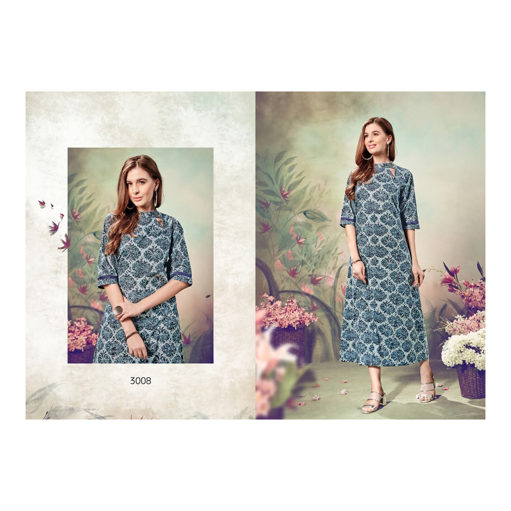 Cotton Rayon Royal Western Dress