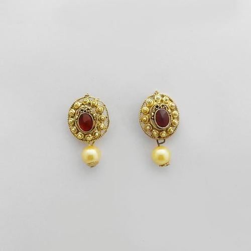 Gold Plated Pearl Drop Stud Earrings for Women - Alloy Material, Elegant Design, Crystal Accents | Perfect for Weddings, Parties, Engagements