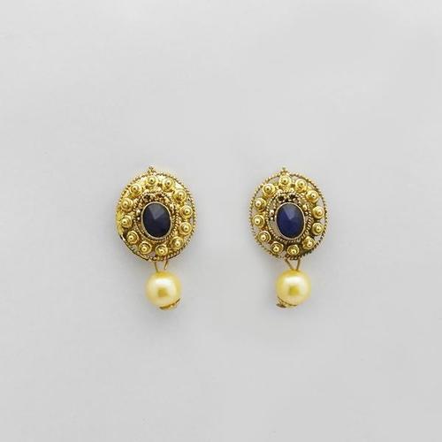 Gold Plated Pearl Drop Stud Earrings for Women - Alloy Material, Stylish Design, 10g Weight | Wedding, Party, Gift Jewelry for Girls