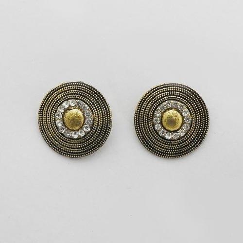 Dailywear Brass Stud Earring - Alloy Lightweight 10g Multi-colored Crystal Accent | Suitable for Women and Children Perfect for Festivals and Weddings