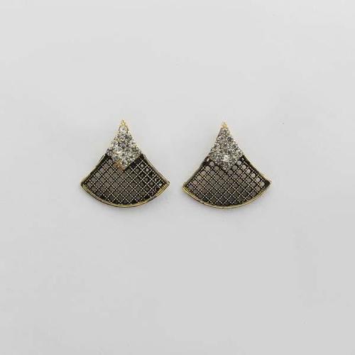 Triangle Shape Design Alloy Stud Earring - Crystal Stone, 10g Weight | Unique Round Shape Symbolizing Love & Eternity For Women & Children
