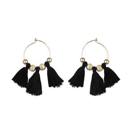 Round Loop Dangler Brass Tassel Earring - Alloy Material, Durable and Skin Friendly Design | Perfect for Anniversary, Wedding, Gift, Party