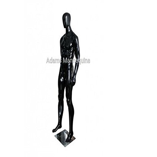Male Abstract Mannequin - FRP Material, Medium Size, Glossy Black Finish | Stylish Fixed Pose, Ideal for Retail Display