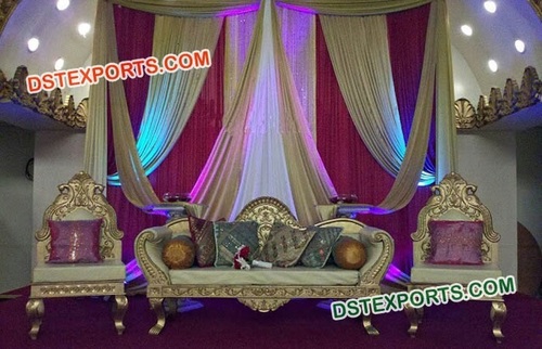Custmoized Indian Muslim Wedding Gold Sofa Set