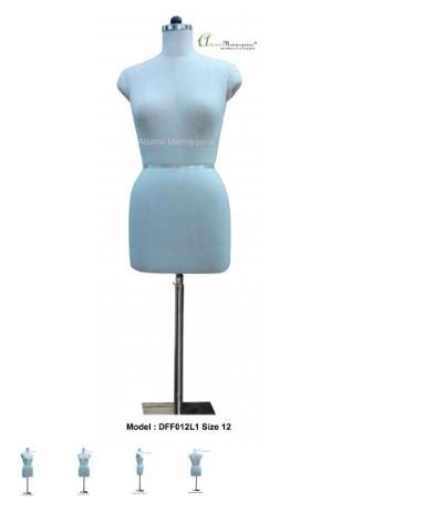 Female Dress Forms - Linen Size 12, Natural Color with Collapsible Shoulders and Height Adjustable Chrome Stand, Ideal for Sewing and Display