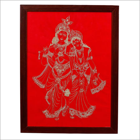 Embroidered Krishna Wall Hanging Frame