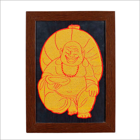 Embroidered Laughing Buddha Wall Hangings Frame
