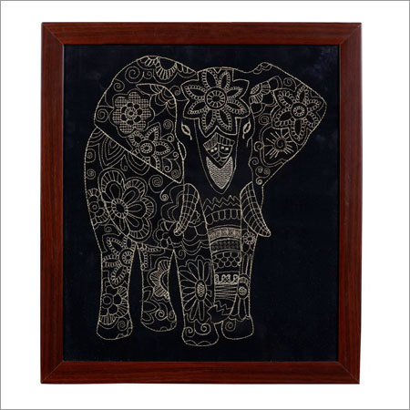 Gold Embroidery Elephant Wall Hangings Frame