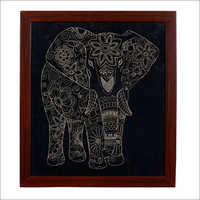 Gold Embroidery Elephant Wall Hangings Frame
