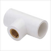 Reducer Brass Tee - Upvc & Brass, 2 Inch Round | White Female Connection, High Impact Strength For Pressure Efficiency