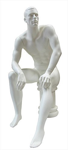 Squat Male Mannequin SMM04 - Fiberglass, Medium Size, White Color | Sitting Pose, Detachable Arms, Legs & Torso, Male Features Without Makeup & Hair