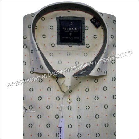 Printed Shirt - Cotton Blend, S-XXL, Off-White | Comfortable Wear, Stylish Design, Durable Fabric, Easy Care, Professional Look
