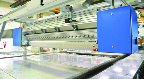 Powder scatter coating plant for textile