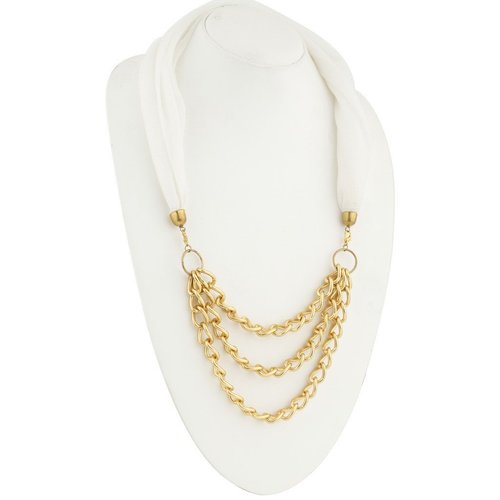 Fashionable 3 Layer Gold Plated Scarf Necklace With Chain Gender: Women