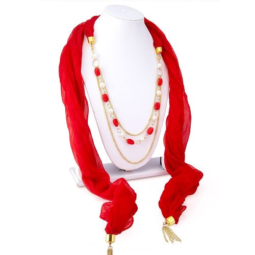Marquise Gold Plated Scarf Necklace With Chain Gender: Children