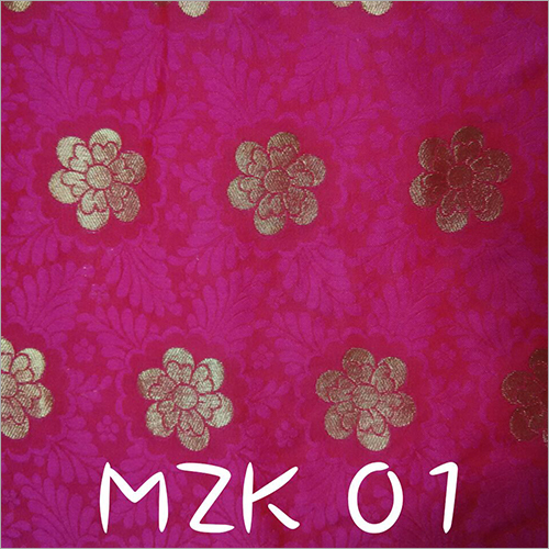 Chanderi Jacquard Fabric - 1117.6 - 1143 mm Width, Pink Color , Washable Printed Jacquard Style Fabric