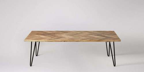Antique Rectangular Cafeteria Table - Sealed Sawn Wood 140x70x46 cm | Durable Scratch-Resistant, Vintage Design with Black Lacquered Metal Legs