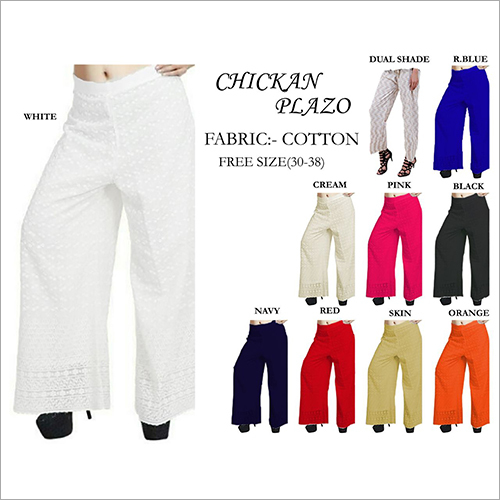 Netted Plazos Pants - Rayon Fabric, 965.2-1066.8 mm Length, Waist 30-38 Inch | Quick Dry, Washable, Available in Blue, Black, Pink, Orange, White