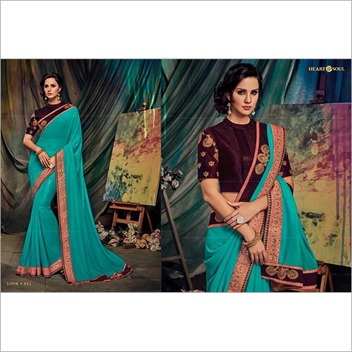 Green And Brown Georgette Sarees