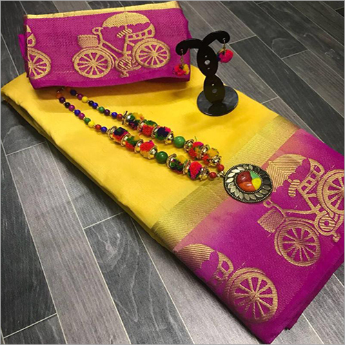 Pink And Yellow Ladies Sarees
