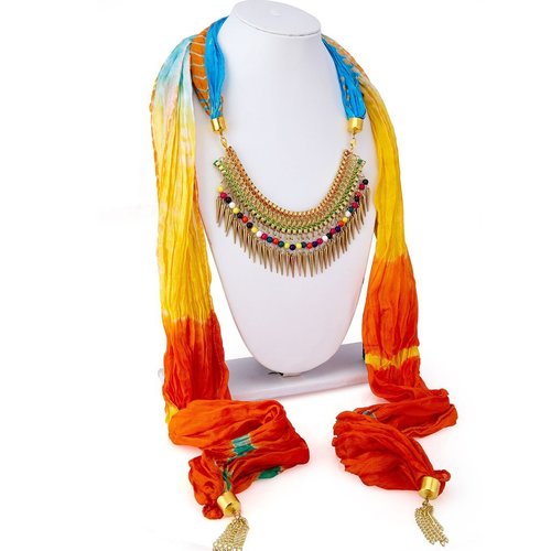 Stunning Silk Detachable Scarf Necklace With Chain Gender: Women
