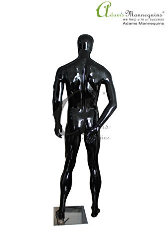 Male Abstract Mannequins MA08 - Fiberglass, Medium Size | Black Gloss Finish, Fixed Pose, Standing Posture, Easy to Dress and Undress