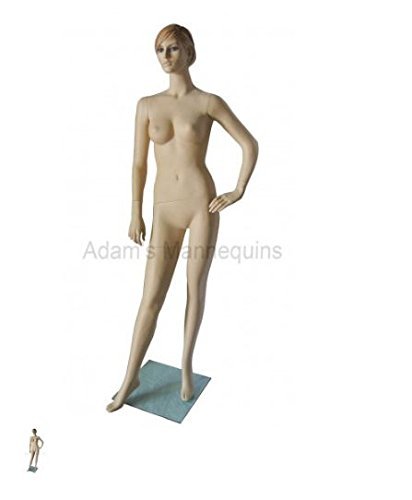 Female Realistic Mannequin FR02 - Fiberglass, Medium Size, Skin Color | Full Body, Standing Pose, Realistic Makeup & Eyelashes, Detachable Design