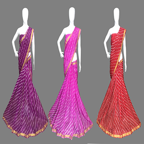 Silk Bandhej Leheriya Designer Saree