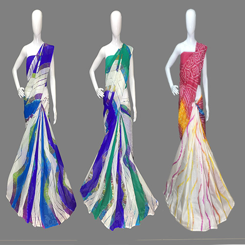 Leheriya Designer Saree - Kota Silk Golden Zari Border Weightless and Transparent Design