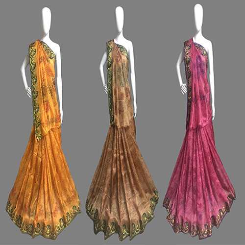 Embroidered Jacquard Silk Bandhani Print Saree