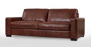 Reclined Back and Rolled Arms Leather Sofa