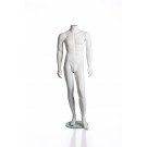 Male Headless White Matt Mannequin - Fiberglass Medium Size Glossy Finish Adult Male Fixed Pose Contemporary Modern Design
