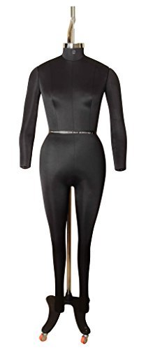 Female Dress Form DFF09BS Size 8 - Fiberglass, Full Body Medium, Black Color | Collapsible Shoulders, Detachable Sleeves, Sturdy Wheeled Stand